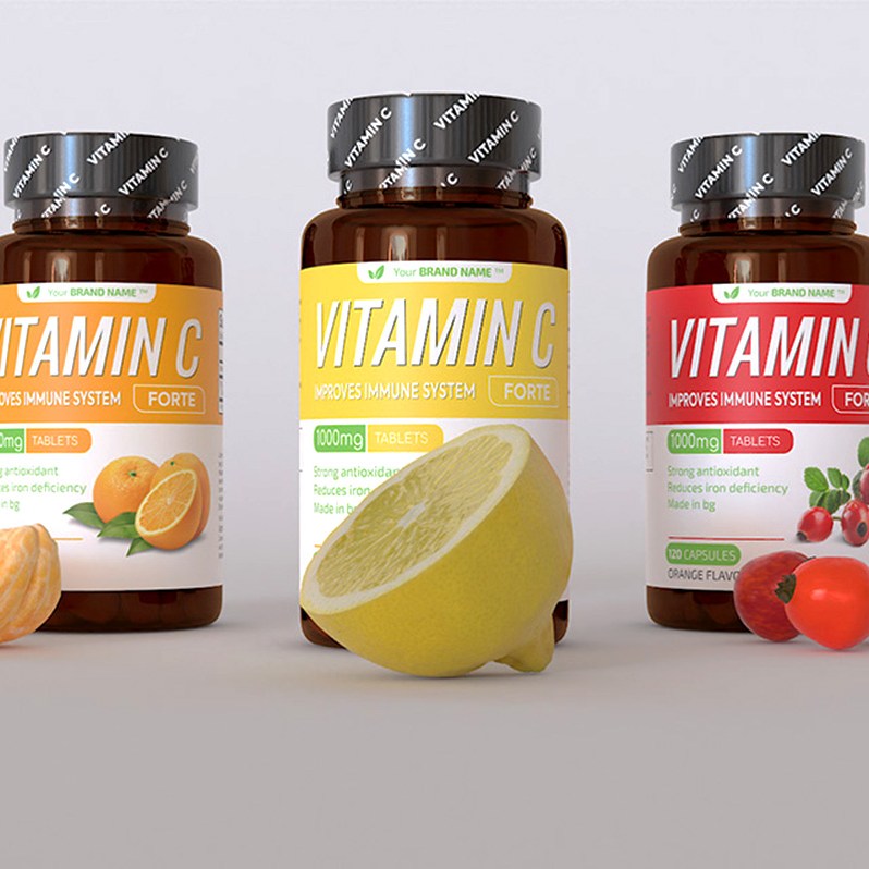 Дизайн на етикет за хранителни добавки и 3Д визуализация на опаковка