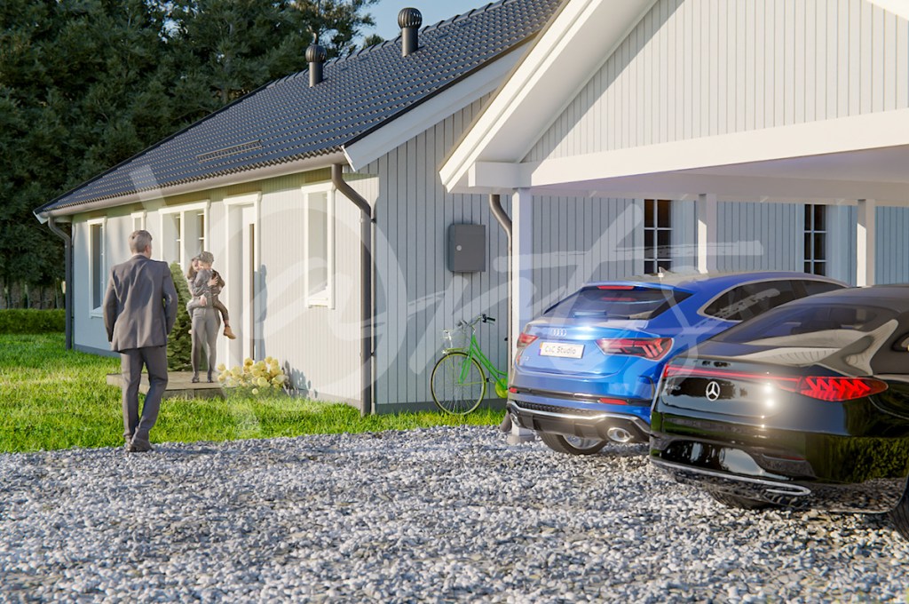 3Д архитектурна визуализация на екстериор - дървена къща Швеция