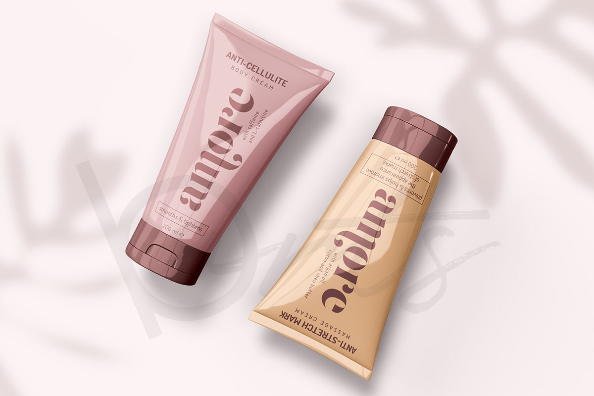 Брандинг и визуална идентичност - Дизайн на опаковка тип туба за козметичен бранд за грижа за кожата