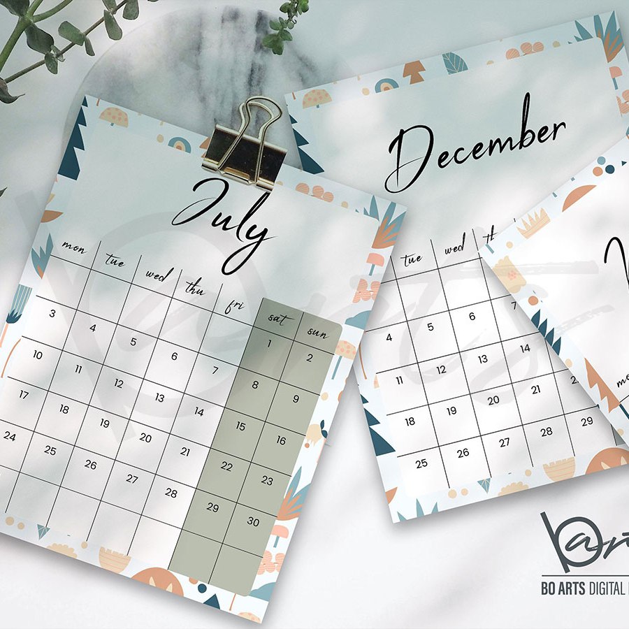 Дизайн на дигитален продукт/продукт за отпечатване вкъщи "Планер-календар" + дизайн на рекламен постер