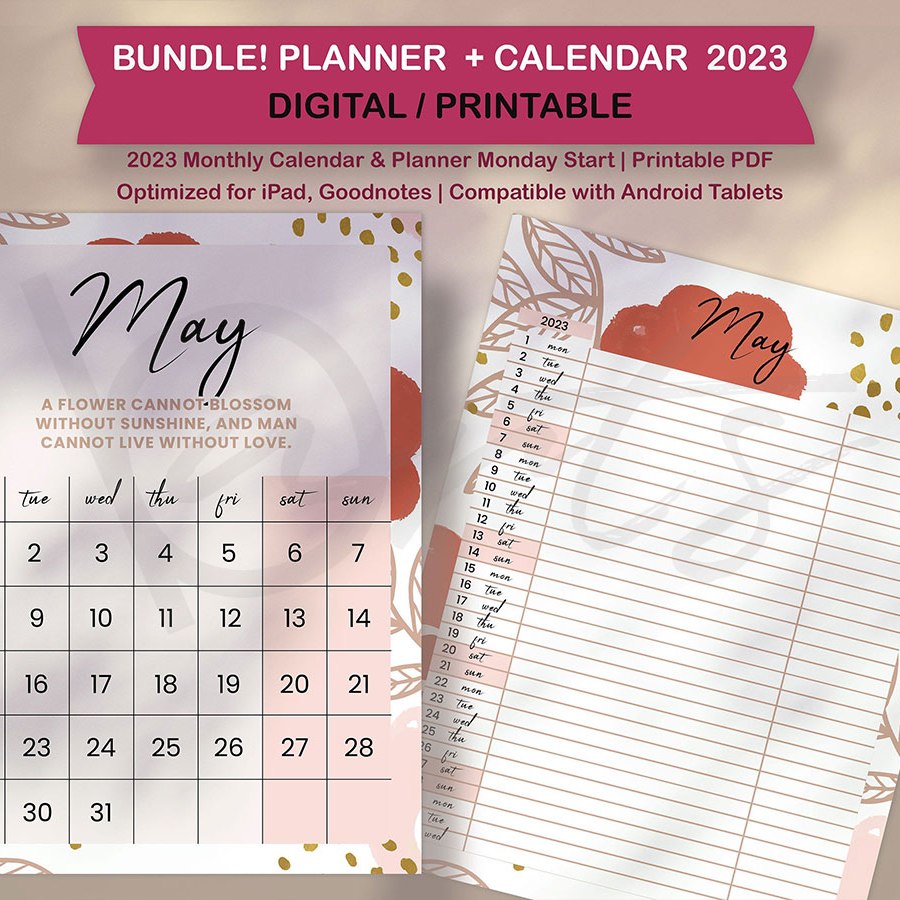 Дизайн на дигитален продукт/продукт за отпечатване вкъщи "Планер-календар" + дизайн на рекламен постер