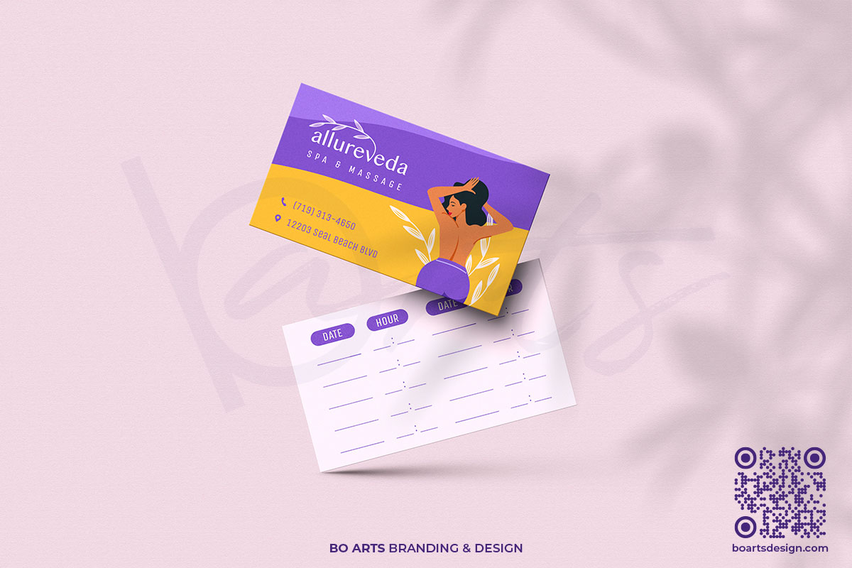 Брандинг и фирмена идентичност - Дизайн на визтна картичка за студио за спа и масаж