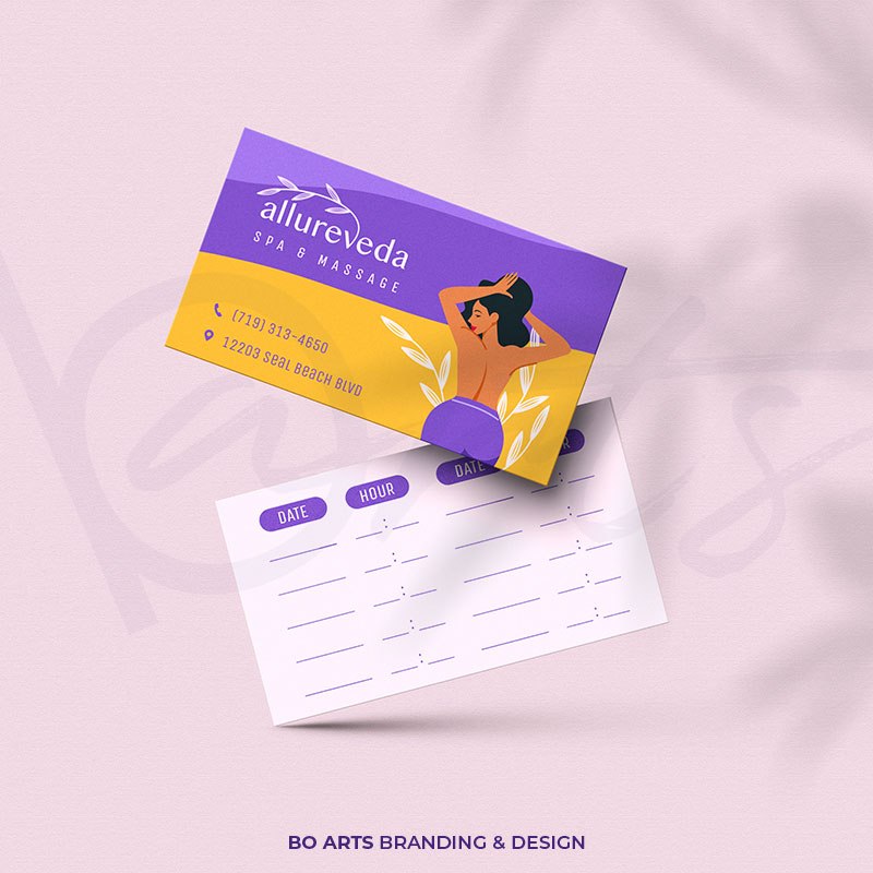 Брандинг и фирмена идентичност - Дизайн на визтна картичка за студио за спа и масаж