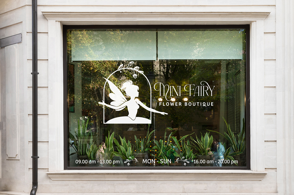 Дизайн фолио за витрина на бутик за цветя