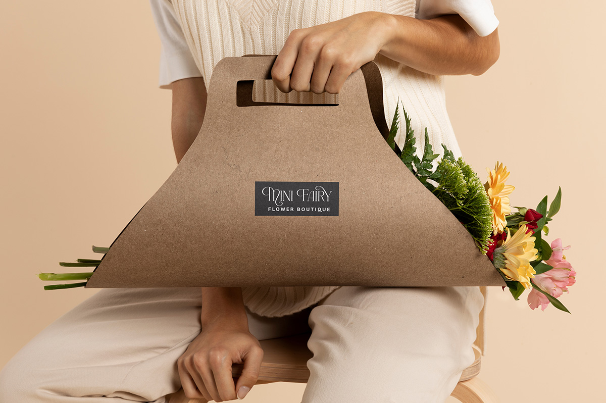 Дизайн на стикер за опаковка на цветя и букети